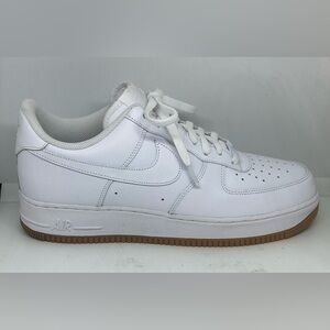 Nike Men's Air Force 1 '07 Low Shoes White/Gum Sole Size 12